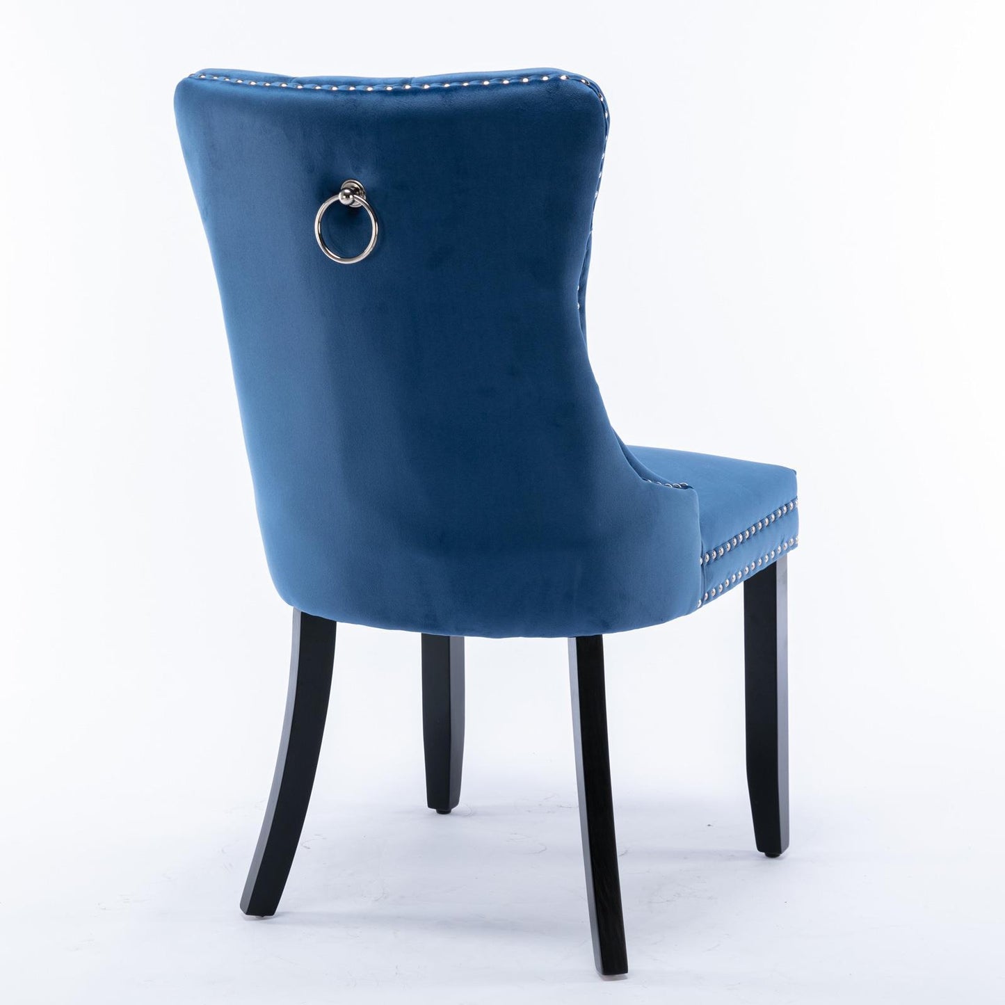 Modern High-end Tufted Solid Wood Contemporary Velvet Cushioned Dining Chair, 2-piece Set With Wooden Leg Nail Head Trim, Blue