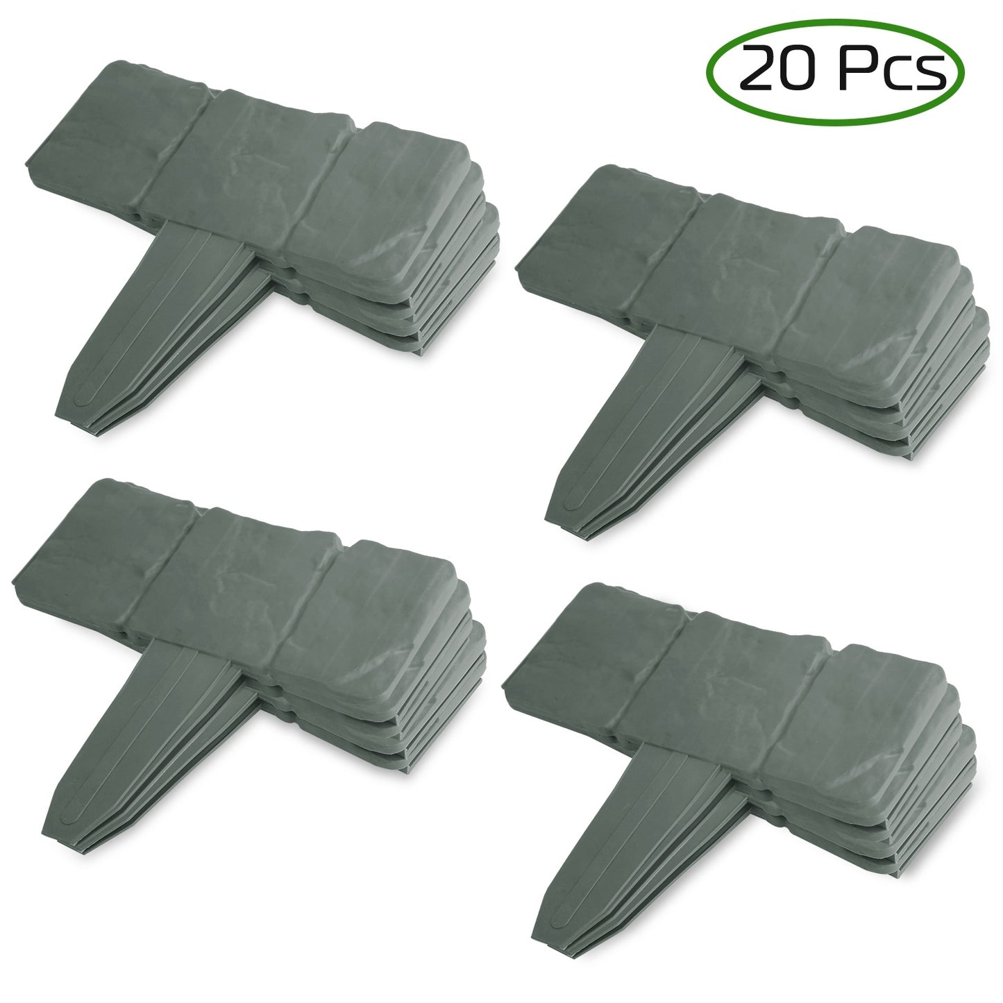 20 PCS Garden Edging Border,Imitation Stone Effect Garden Lawn Border,No Dig Flexible Lawn Edging And Flower Bed Border Grey