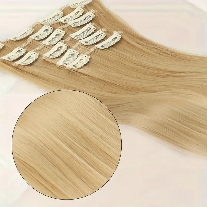 Holdbalance Straight Clip In Hair Extensions 24inch Hair Extensions For Women 6PCS Long Soft Synthetic Natural Hairpieces