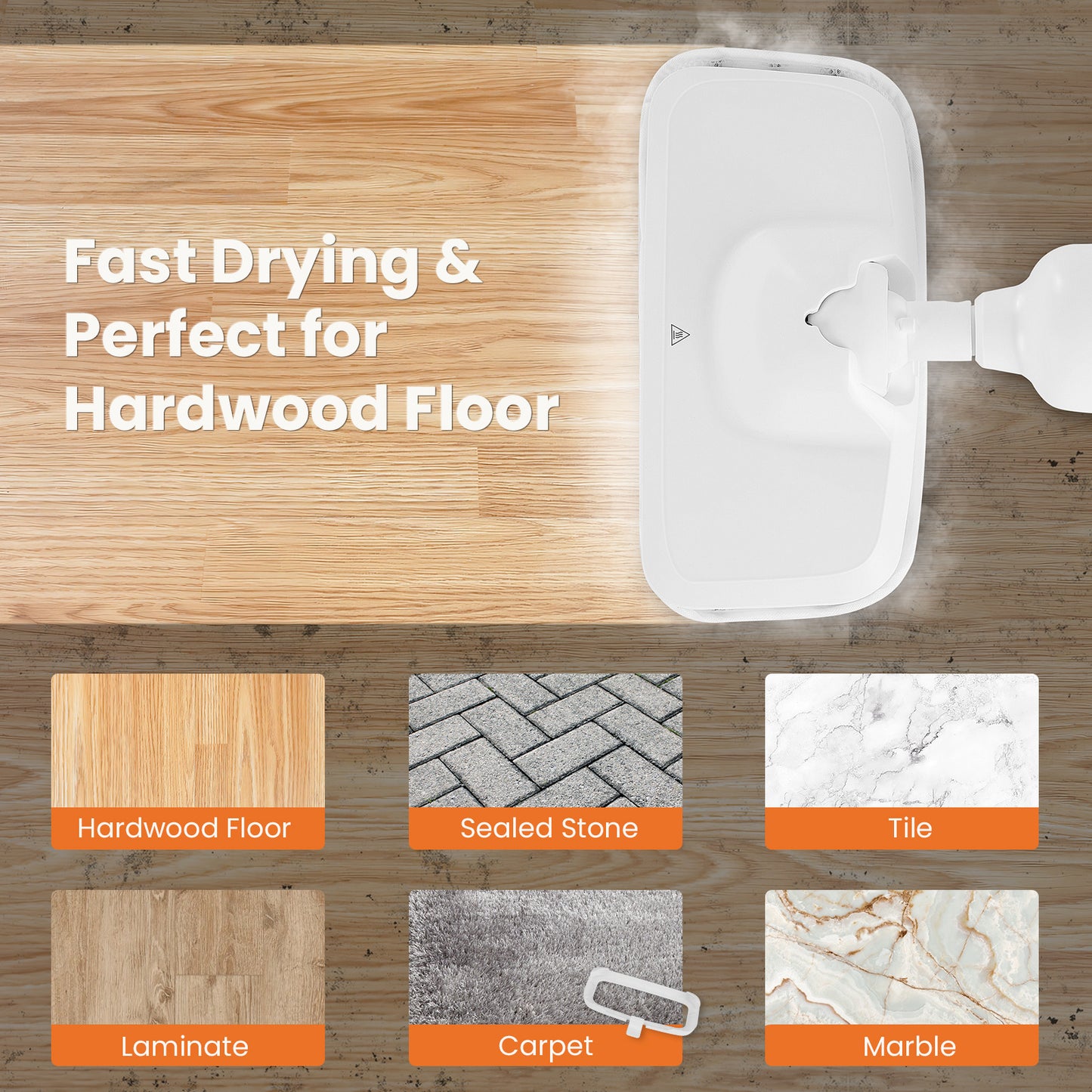 Steam Mop For Floor Cleaning,Lightweight Floor Steamer Cleaner For Hardwood-Tile-Laminate Floors Carpet, 2 Washable Pad