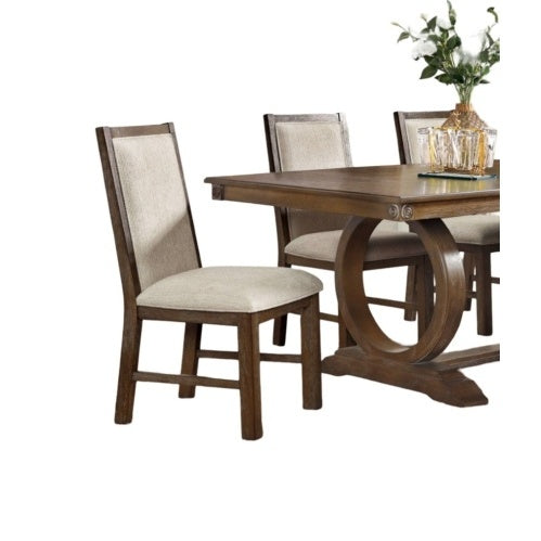 2 Oak Solid Wood Beige Fabric Restaurant Furniture Chairs