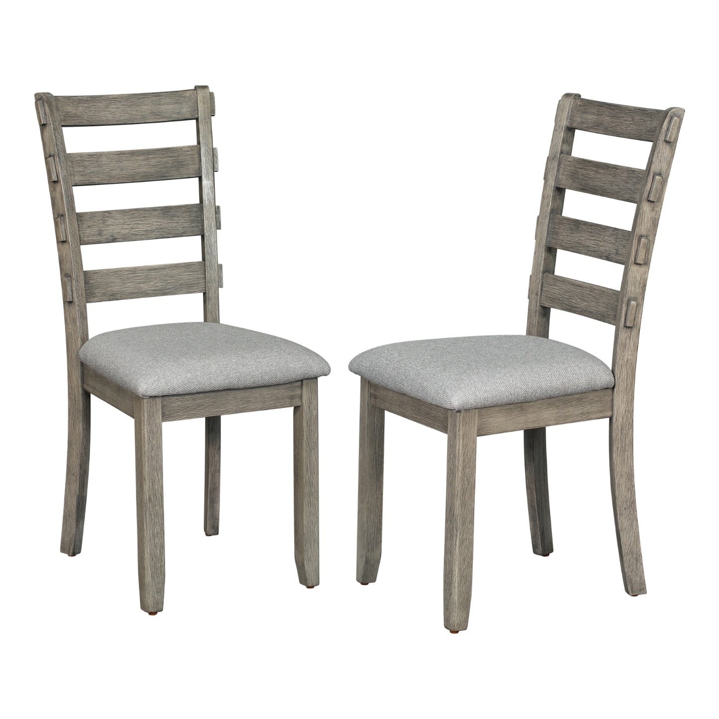 TREXM 6-Piece Rubber Wood Dining Set With Wood Grain Pattern Tabletop