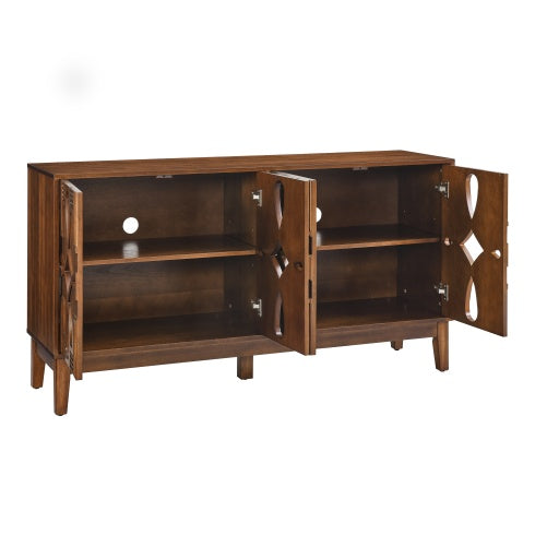 60.5 Mid Century Modern Sideboard Buffet Cabinet With Storage, TV Media Console Table, Storage Cabinet With 4 Doors Adjustable Shelves For Kitchen Dining Living Room Bedroom Entryway, Walnut