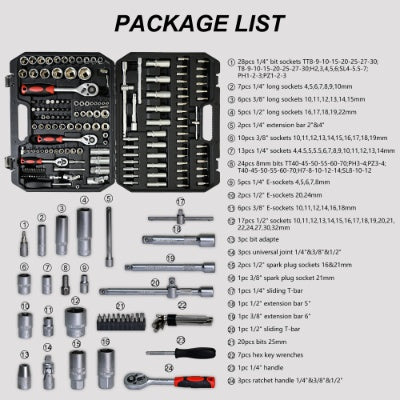 Ool Set Socket And Ratchet Wrench Toolbox, 171pcs Set 216pcsTool Box, Universal Home Car Repair Tool Set For Men And, Perfect For Homeowners, DIY Enthusiasts, And Mechanics