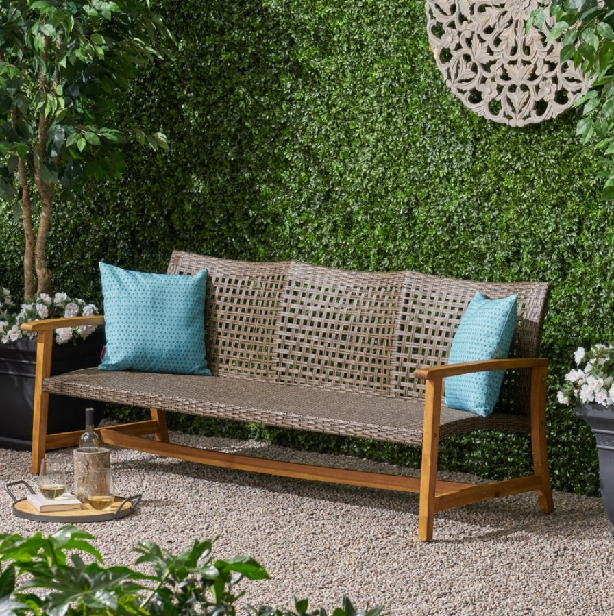 HAMPTON WOOD WICKER 3 SEATER