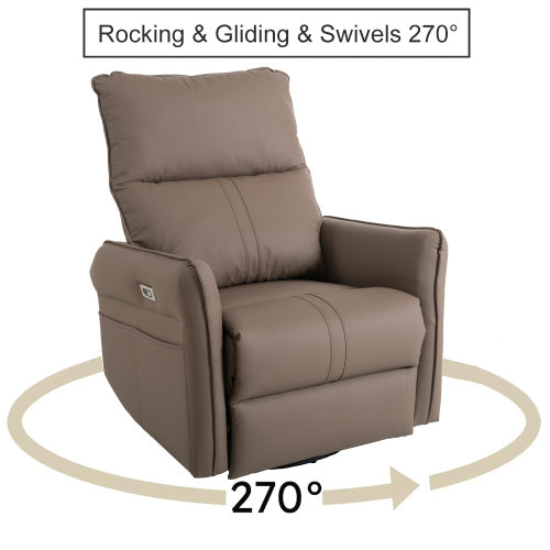 Electric Gliding Recliner Sofa With USB Port