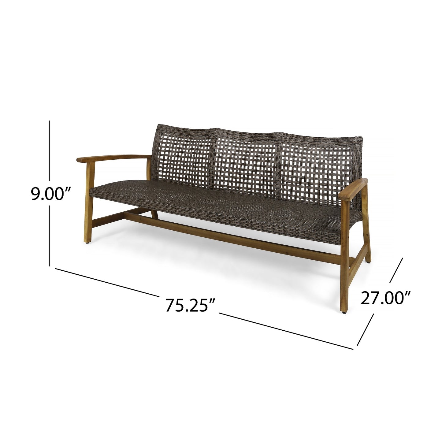 HAMPTON WOOD WICKER 3 SEATER