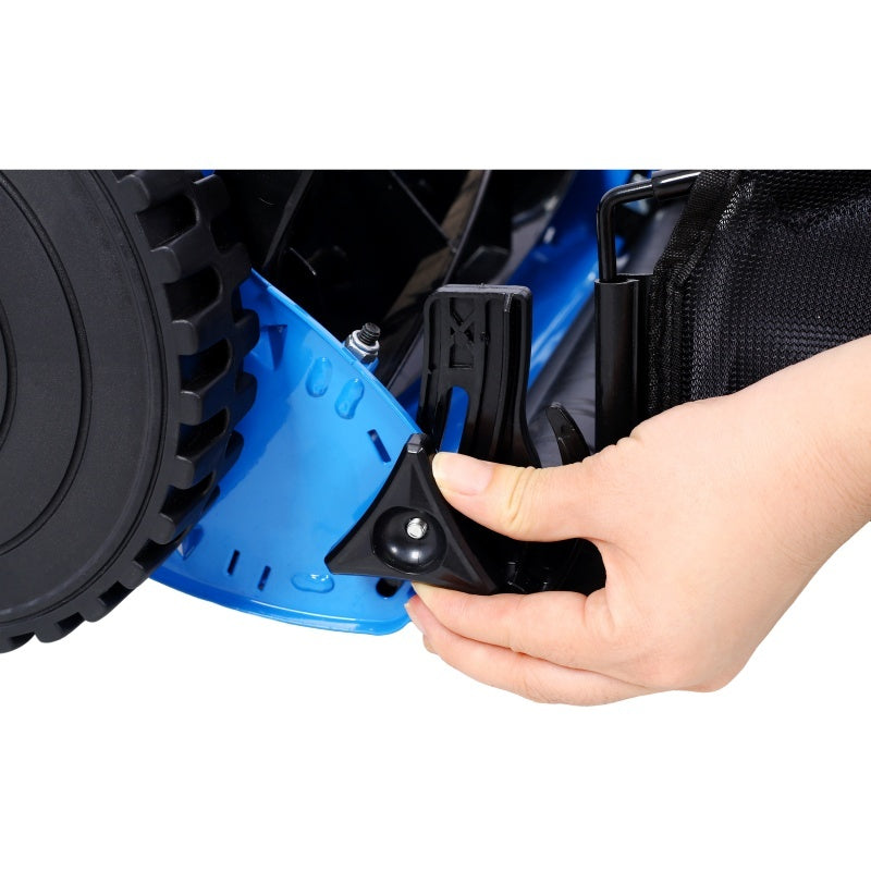 14 Inch 5-blade Hand Push Scroll Lawn Mower With Grass Device, Blue