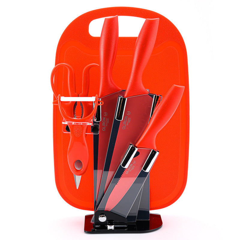Colored Fruit Knife With Cutting Board Kitchen Box Gift Knives