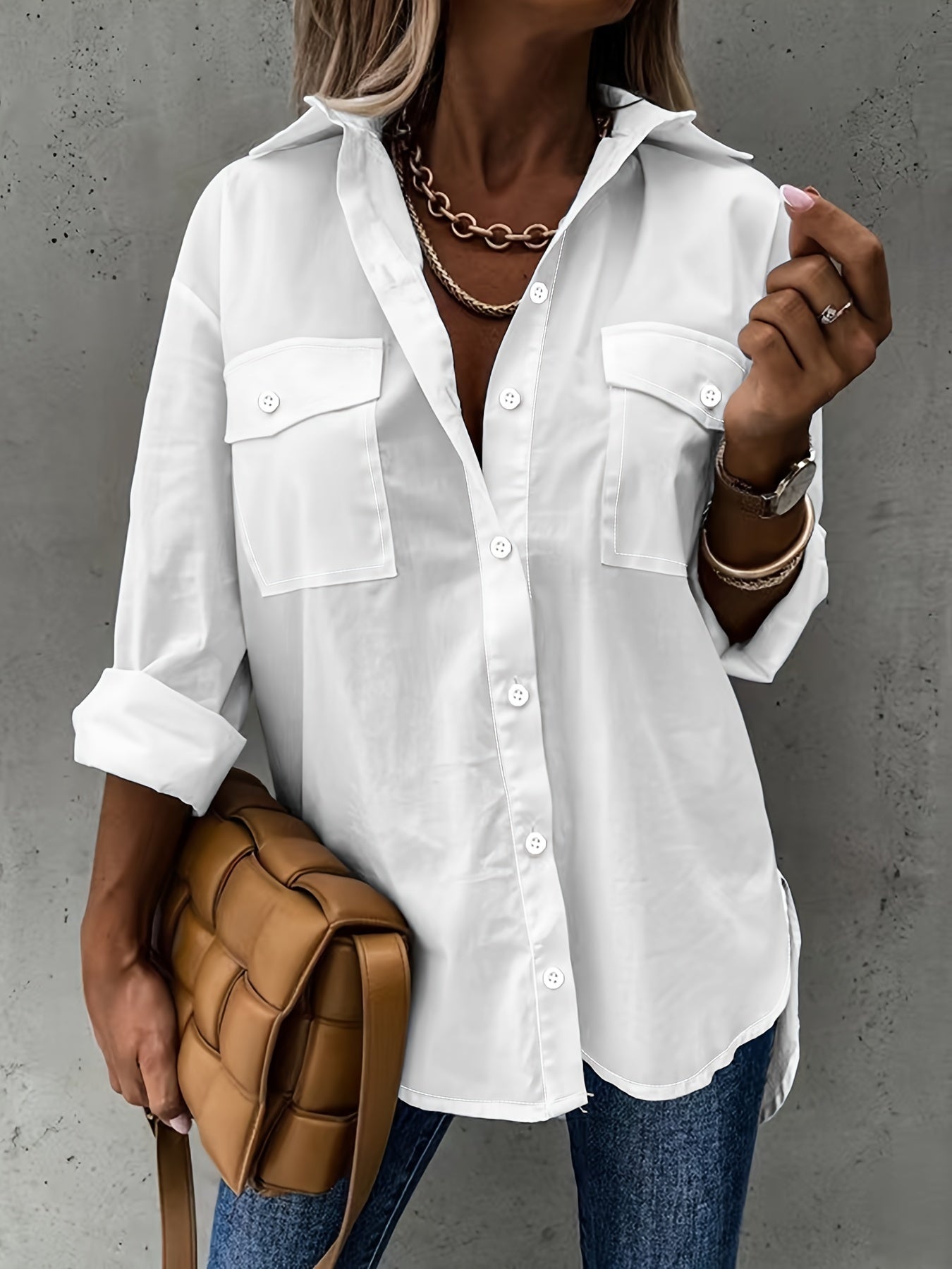 Large Size Two-piece Set Women's Long Sleeve Casual Shirt