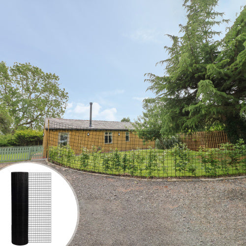 24inch X 50ft Black Vinyl Coated Hardware Cloth 2 X 3 16Ga Welded Wire Mesh Fence, PVC Coated Welded Chicken Wire Fencing, Metal Garden Plant Fencing, For Chicken Coop And Home Improvement