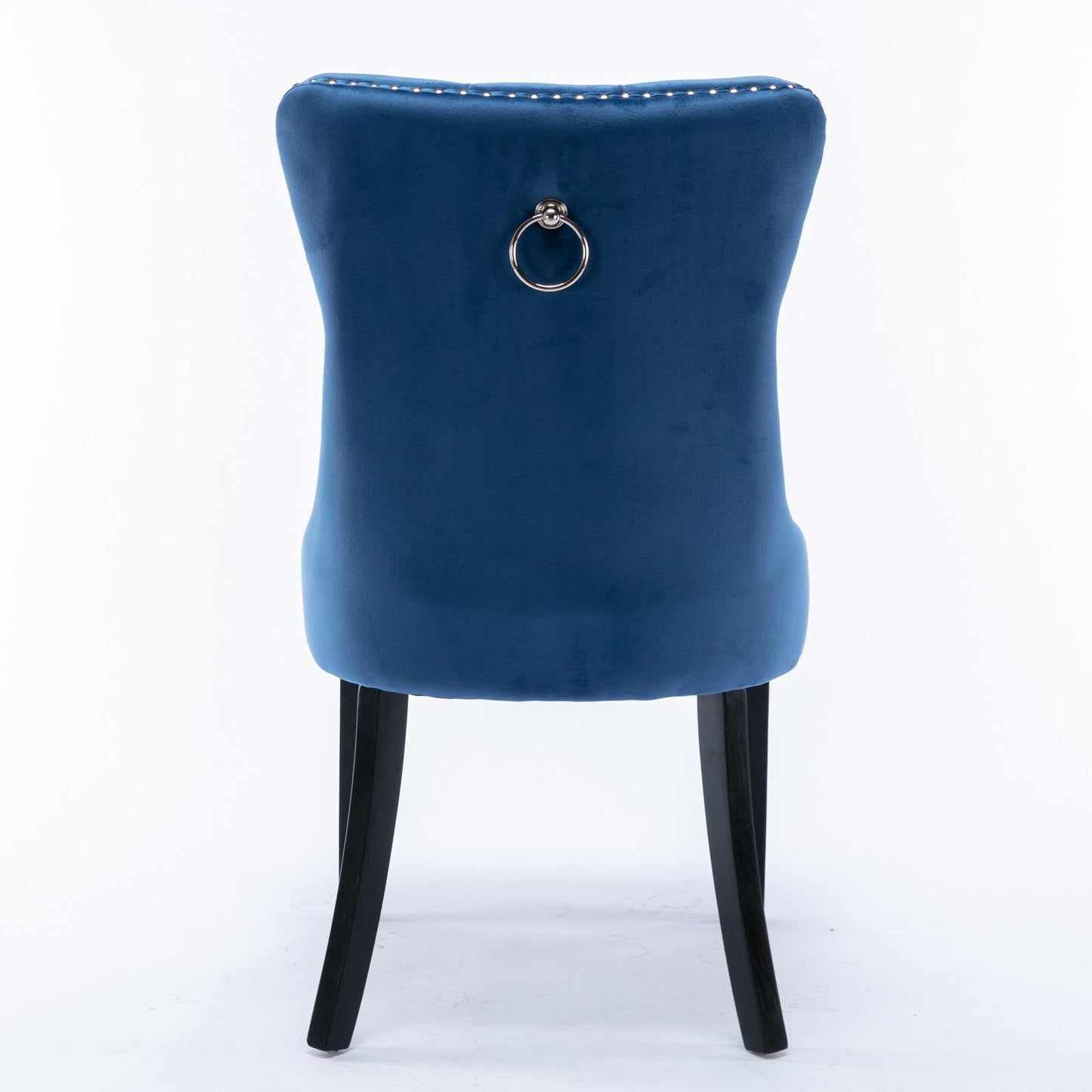 Modern High-end Tufted Solid Wood Contemporary Velvet Cushioned Dining Chair, 2-piece Set With Wooden Leg Nail Head Trim, Blue