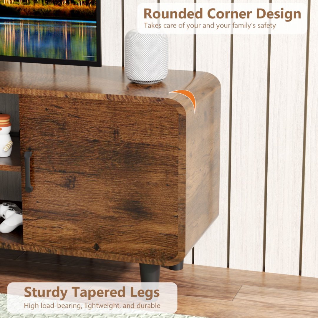 TV Stand For 55 Inch TV, Entertainment Center With Storage Cabinets, Soft Hinge Door With Handle, Media TV Console Table For Living Room Bedroom, Rustic Brown