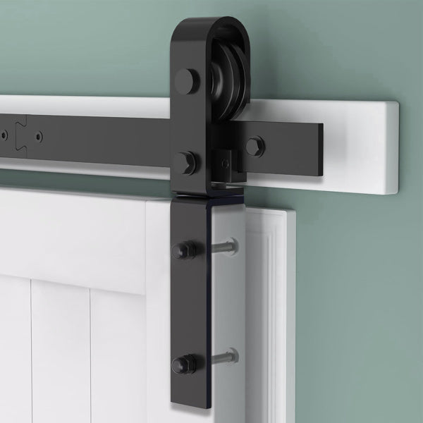 Black Metal Powder Coated 60 Inch Folding Sliding 4-door J-shaped, Hardware Slide Rail