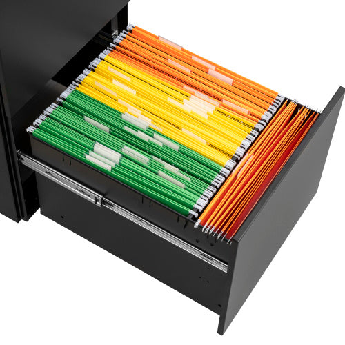 2 Drawer File Cabinet With Lock, Steel Mobile Filing Cabinet On Anti-tilt Wheels, Rolling Locking Office Cabinets Under Desk For Legal Letter Size