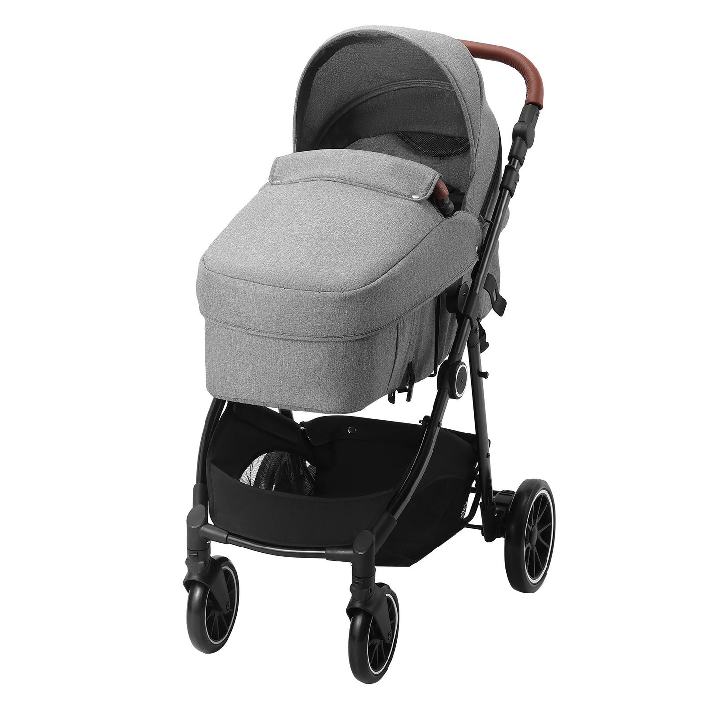 VEVOR Standard Baby Stroller, Infant Toddler Stroller With Bassinet, 3rd-Gear Adjustable Backrest & Foldable & Reversible Seat, Carbon Steel Newborn Stroller With Leg Cover And Mesh Net, Dark Grey