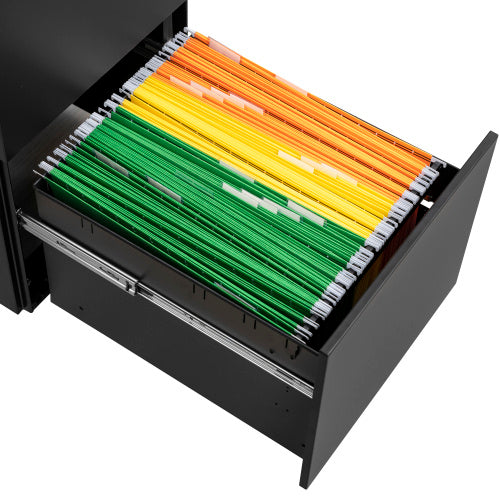 2 Drawer File Cabinet With Lock, Steel Mobile Filing Cabinet On Anti-tilt Wheels, Rolling Locking Office Cabinets Under Desk For Legal Letter Size