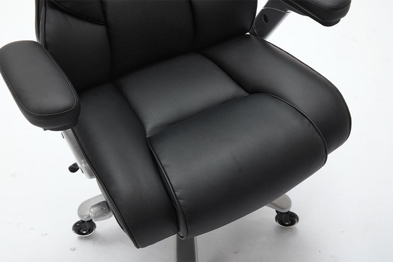 Big And Tall Office Chair 500lbs With Adjustable Lumbar Support, Executive Office Chair With Flip-up Armrest And Wider Seat, Ergonomic Leather Chair Breathable
