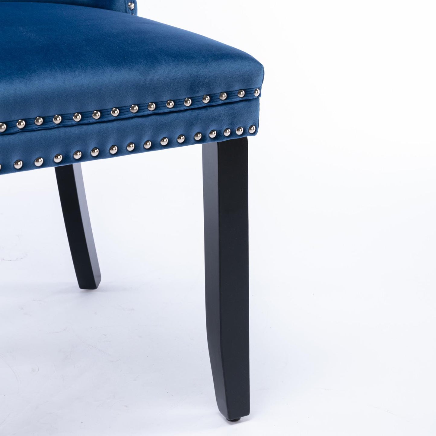 Modern High-end Tufted Solid Wood Contemporary Velvet Cushioned Dining Chair, 2-piece Set With Wooden Leg Nail Head Trim, Blue
