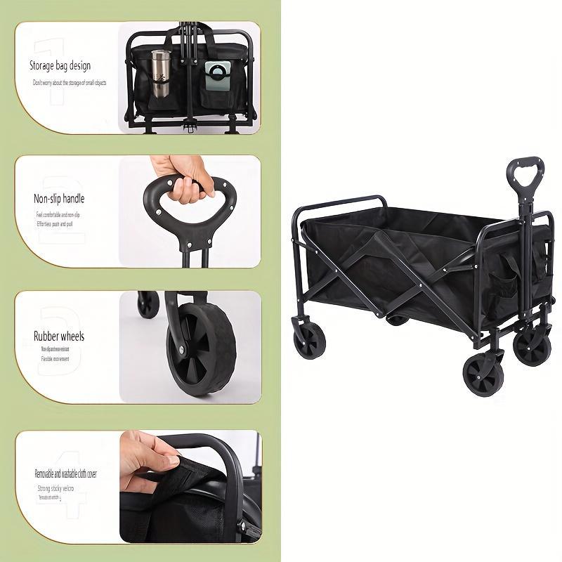 Heavy Duty Folding Multipurpose Camping Trolley - Multipurpose Camping And Beach Trolley - Durable Folding Design For Outdoor Adventures, Garden Picnics And All-terrain Smooth Mobility