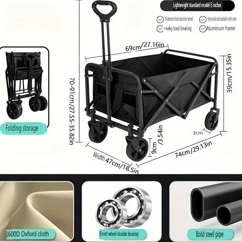 Heavy Duty Folding Multipurpose Camping Trolley - Multipurpose Camping And Beach Trolley - Durable Folding Design For Outdoor Adventures, Garden Picnics And All-terrain Smooth Mobility