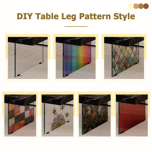 43.3x23.6 Black Marble-Patterned MDF Coffee Table With Tempered Glass Legs.Suitable For Living Room.It Can Be Used Not Only As A Coffee Table But Also As A Side Table Or Display Stand.