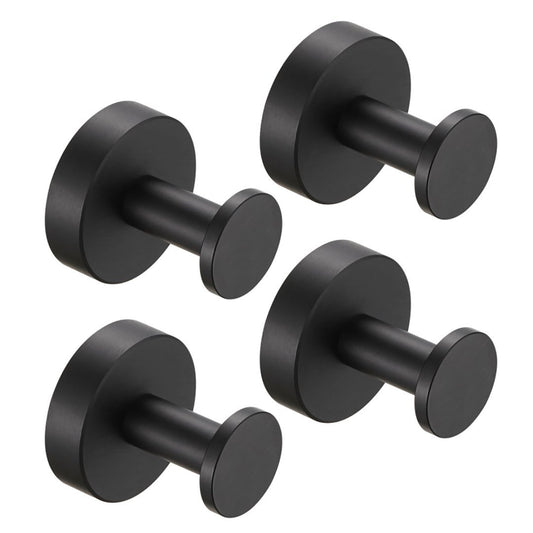 Round Base Wall Hanging Coat Hook With Screws- Matte Black Towel Hook, 4 Pack, For Entry Shoe Cabinet, Wardrobe Bathroom Bedroom Furniture Hardware