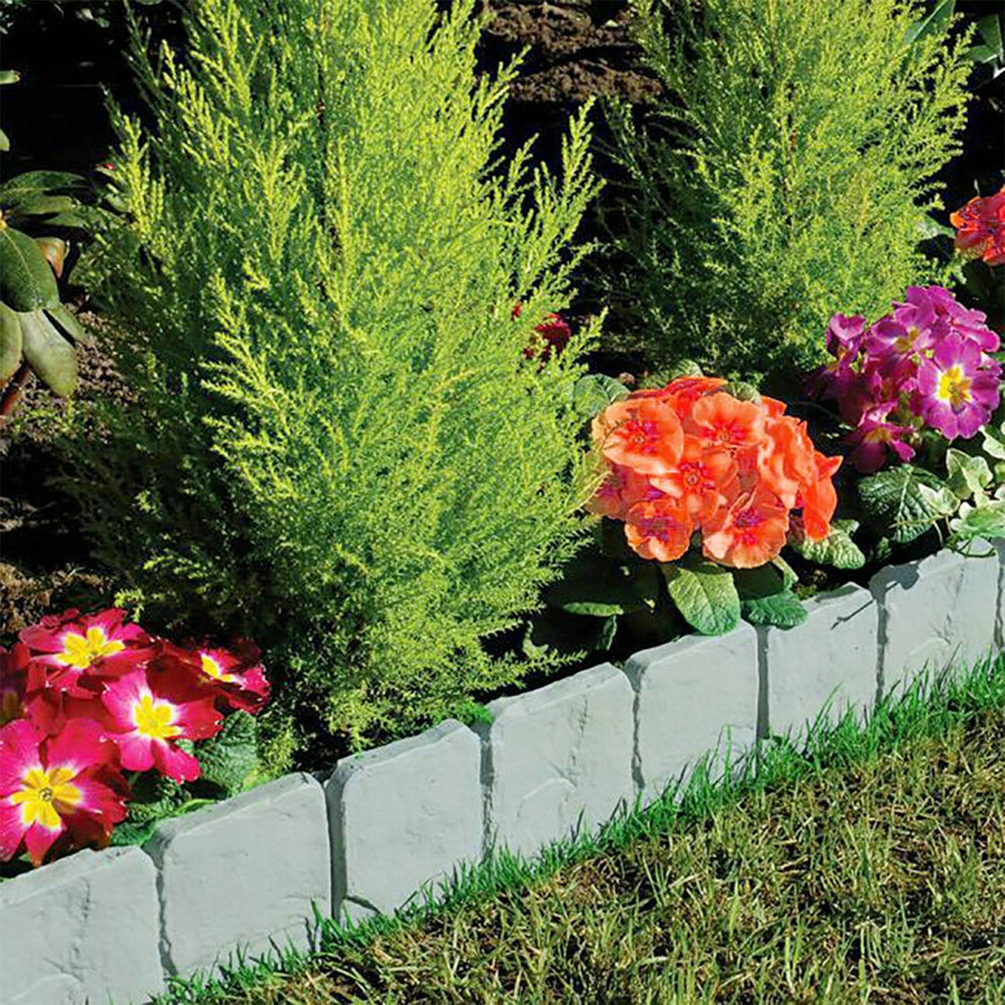 20 PCS Garden Edging Border,Imitation Stone Effect Garden Lawn Border,No Dig Flexible Lawn Edging And Flower Bed Border Grey