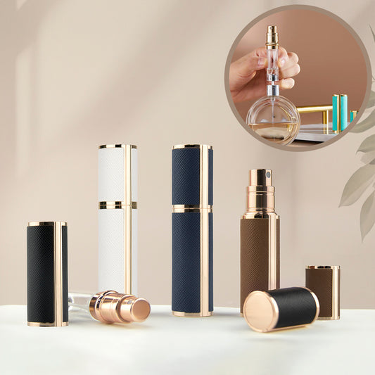 5ml Luxury Leather Perfume Spray Bottle Portable Mini Refillable Fragrance Atomizer,Travel Cosmetic Container Black Frangrace Refillable Bottle Black PU Body Case