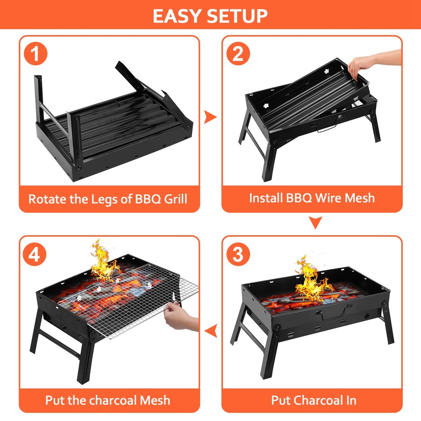 Portable BBQ Grill Foldable Charcoal Grill Camping Garden Outdoor Travel