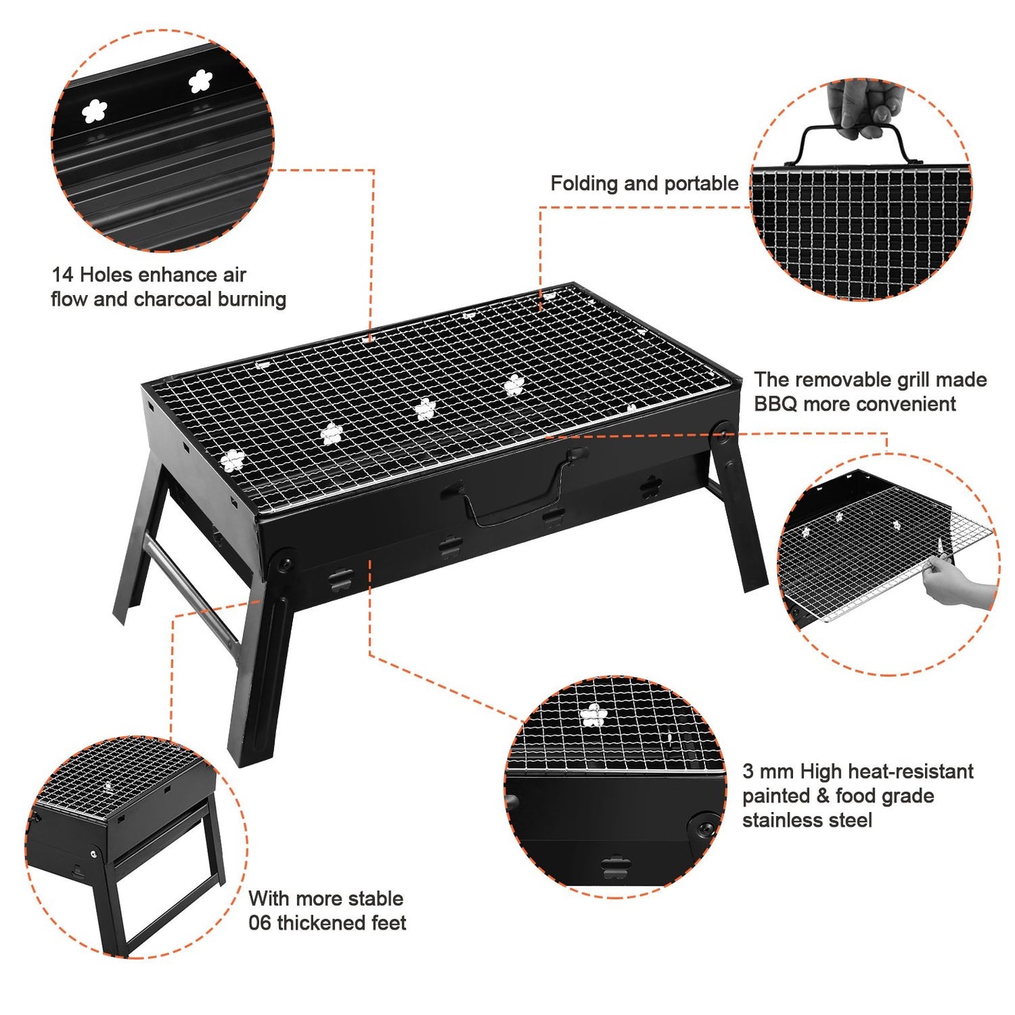 Portable BBQ Grill Foldable Charcoal Grill Camping Garden Outdoor Travel