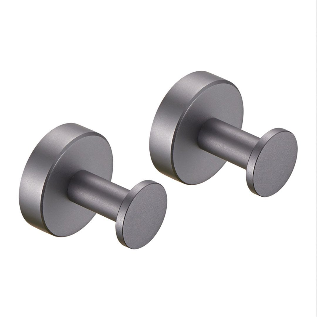 Round Base Wall Hanging Coat Hook With Screws- Gun Grey Towel Hook, 2 Pack, For Entry Shoe Cabinet, Wardrobe Bathroom Bedroom Furniture Hardware