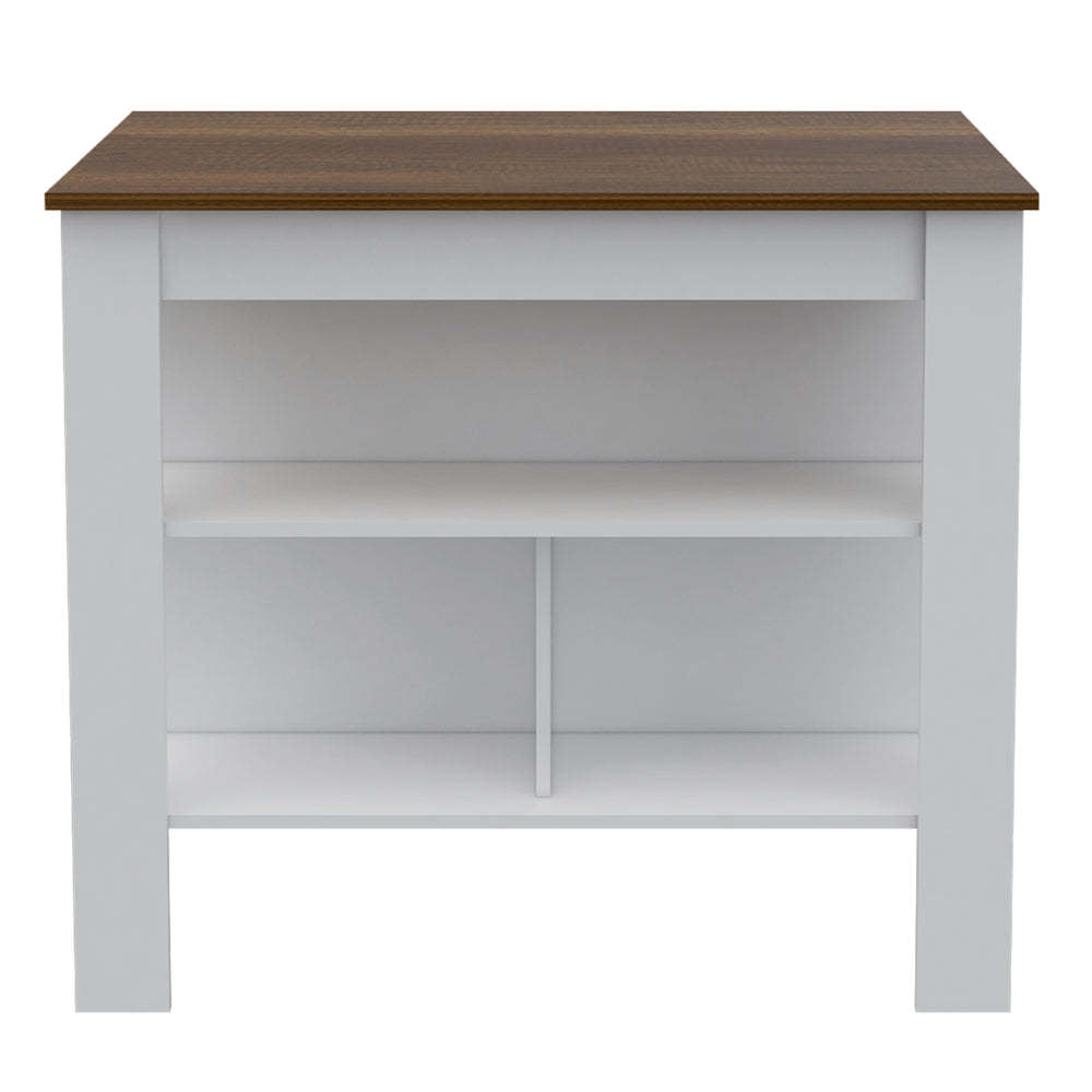 Burlingame 5-Shelf 4-Door 2-piece Kitchen Set, Kitchen Island And Upper Wall Cabinet White And Walnut