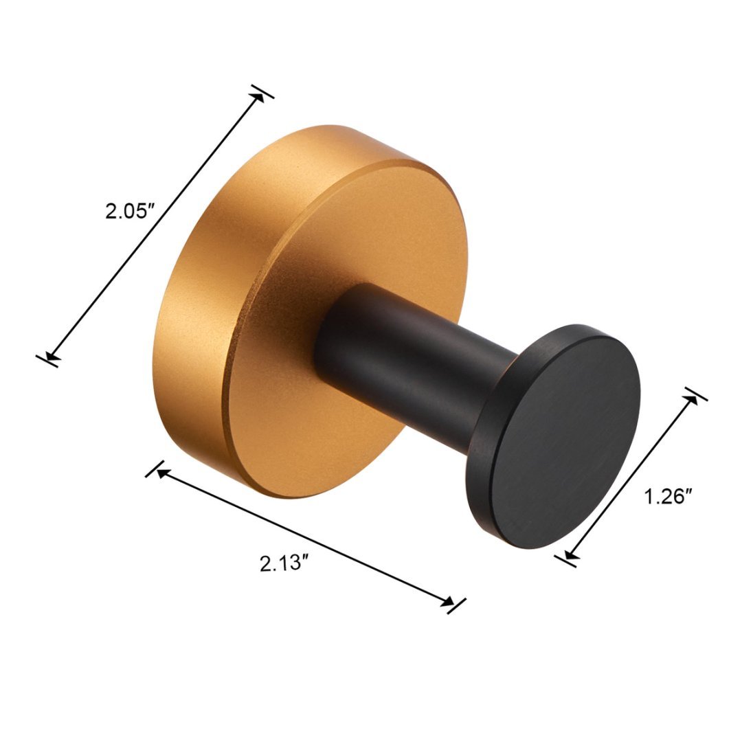 Round Base Wall Hanging Coat Hook With Screws- Black Gold Towel Hook, 2 Pack, For Entry Shoe Cabinet, Wardrobe Bathroom Bedroom Furniture Hardware