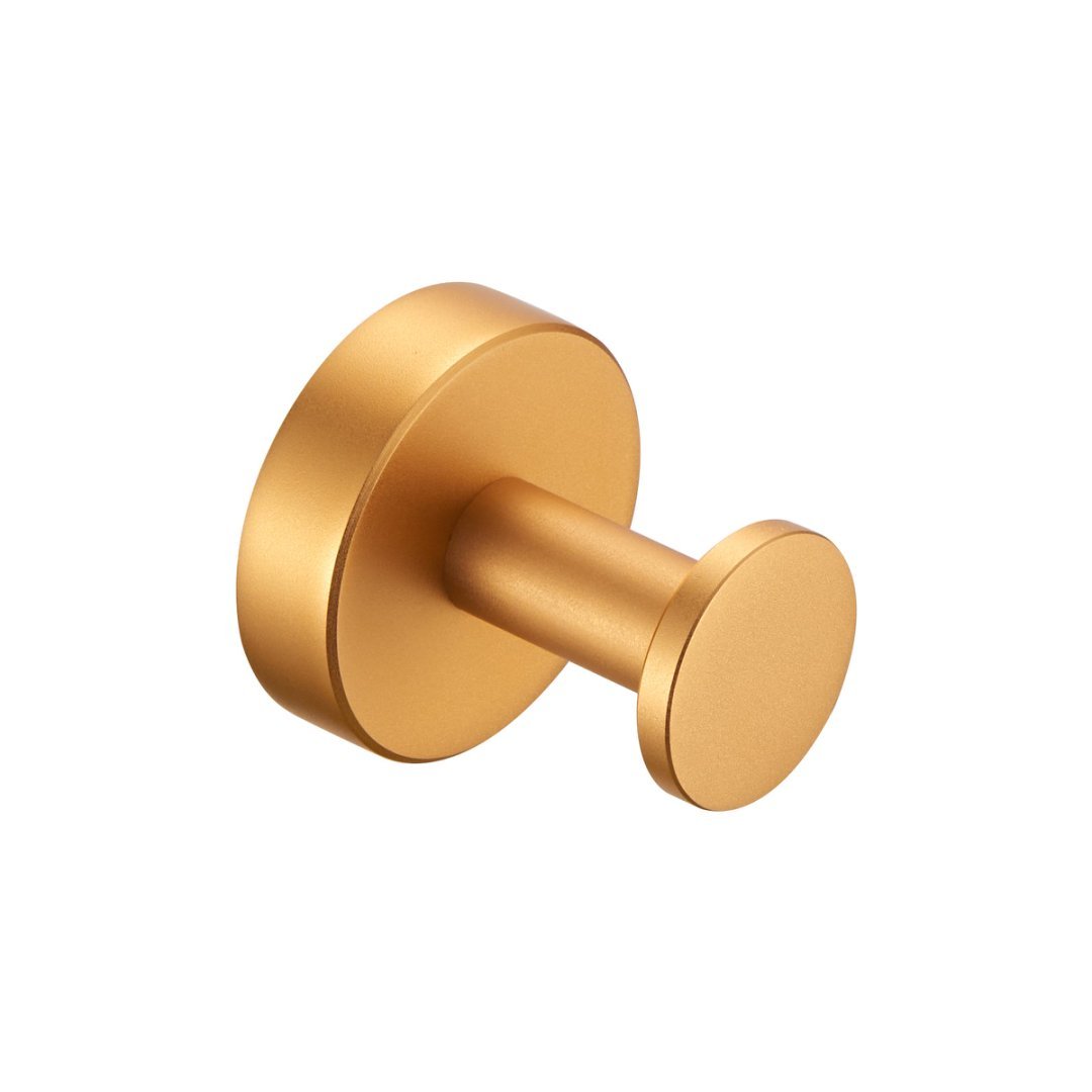 Round Base Wall Hanging Coat Hook With Screws- Brushed Gold Towel Hook, 4 Pack, For Entry Shoe Cabinet, Wardrobe Bathroom Bedroom Furniture Hardware