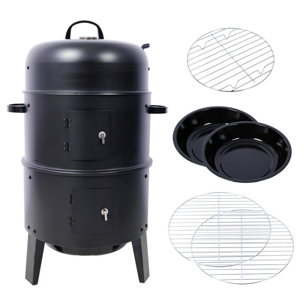 Charcoal Smoked Grill, Outdoor Cooking, 16 Inch Vertical Smoker Portable Grill Suitable For Camping, Black