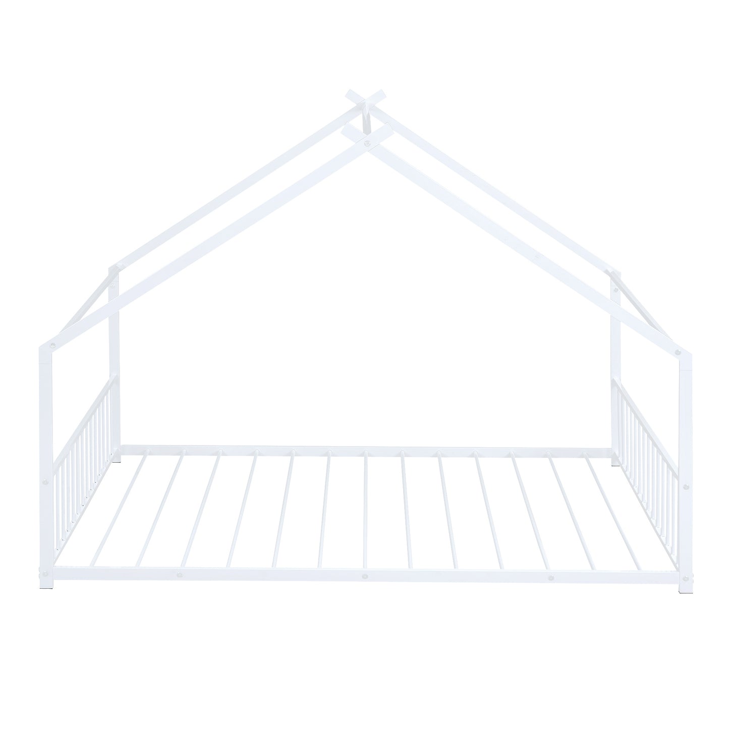 Full Size Metal House Bed, White
