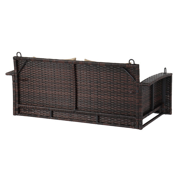49 Inch Brown Gradient Rattan Beige Mat Woven Rattan Swing Without Swing Frame