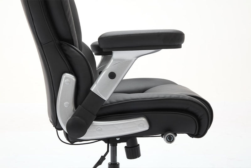 Big And Tall Office Chair 500lbs With Adjustable Lumbar Support, Executive Office Chair With Flip-up Armrest And Wider Seat, Ergonomic Leather Chair Breathable