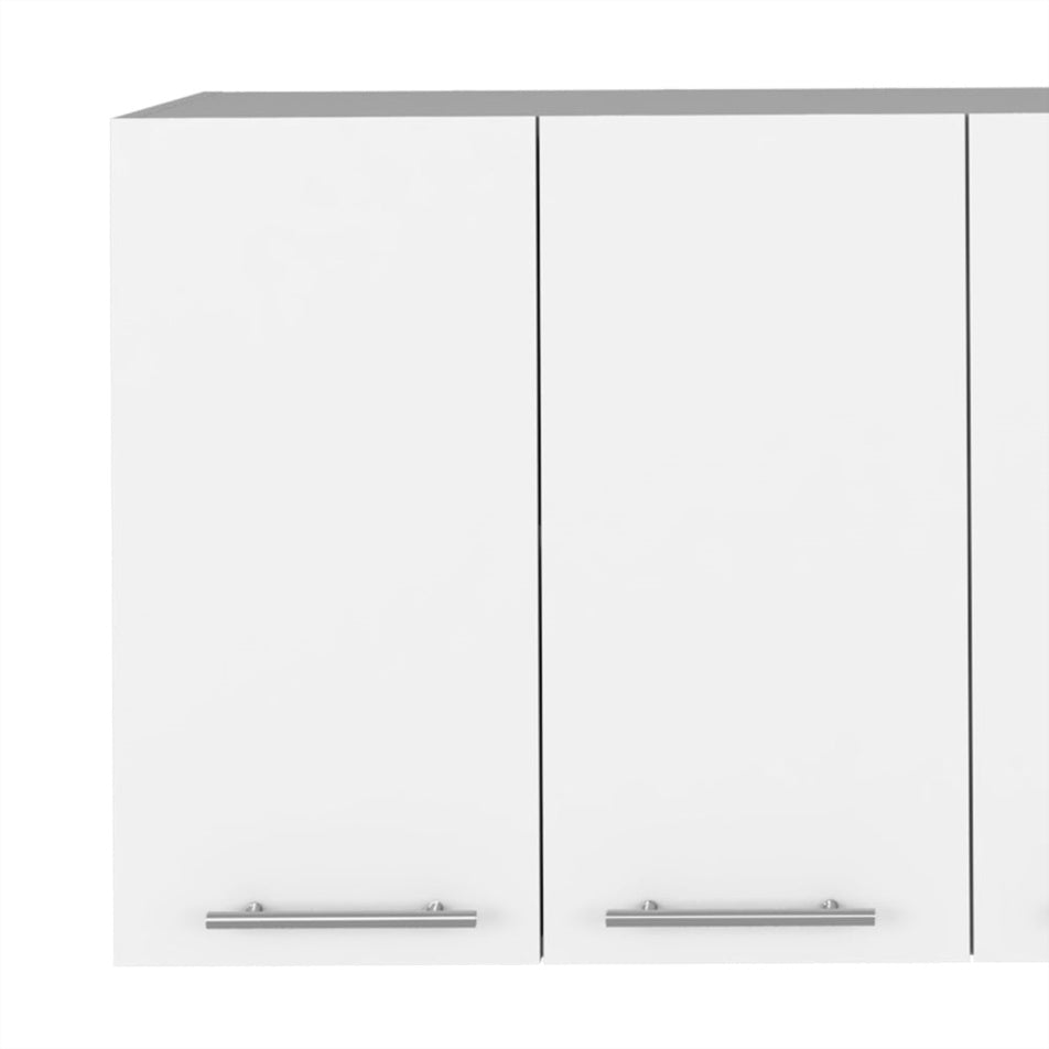 Burlingame 5-Shelf 4-Door 2-piece Kitchen Set, Kitchen Island And Upper Wall Cabinet White And Walnut
