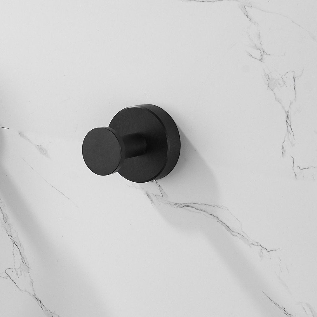 Round Base Wall Hanging Coat Hook With Screws- Matte Black Towel Hook, 4 Pack, For Entry Shoe Cabinet, Wardrobe Bathroom Bedroom Furniture Hardware