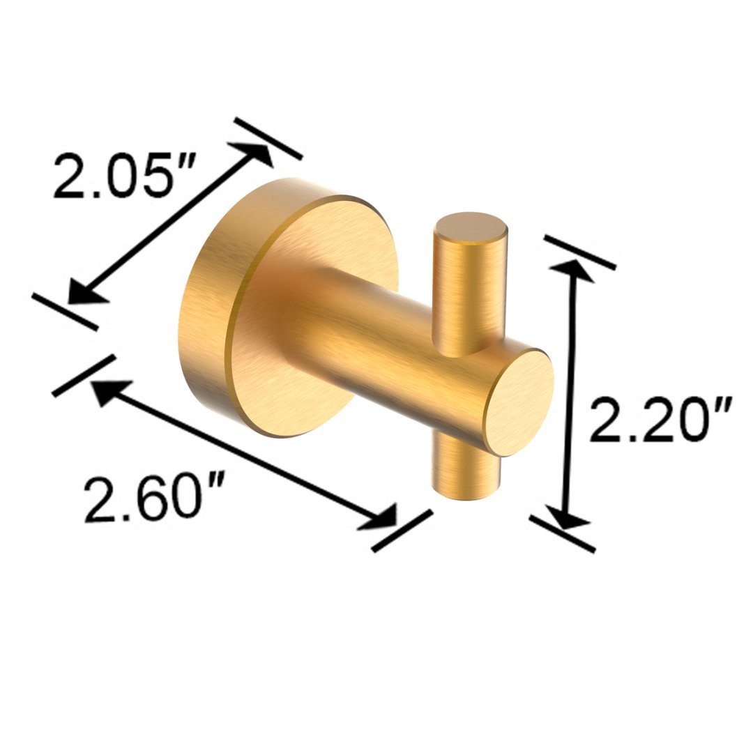 Round Base Wall Hanging Hook With Screws- Brushed Gold Hook, 2 Pack, For Entry Shoe Cabinet, Wardrobe Bathroom Bedroom Furniture Hardware