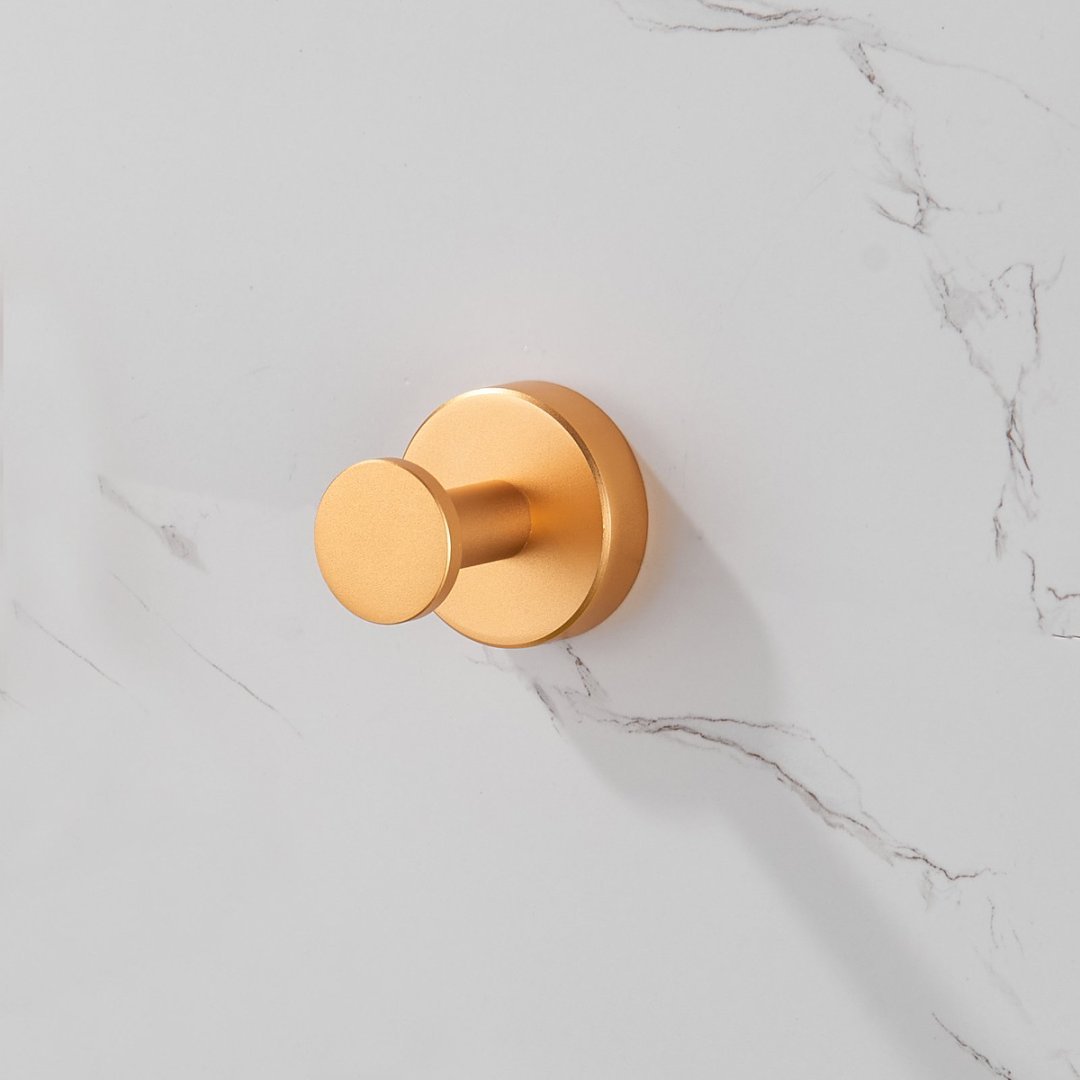 Round Base Wall Hanging Coat Hook With Screws- Brushed Gold Towel Hook, 4 Pack, For Entry Shoe Cabinet, Wardrobe Bathroom Bedroom Furniture Hardware