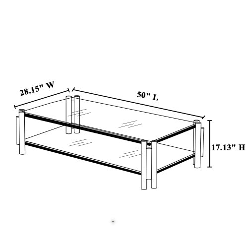 Modern Stainless Steel Coffee Table Set  Set Of 2, Double-Layer Clear Tempered Glass Table Top, Coffee Table  End Side Table 2-Pieces Sets For Living Room Home Office