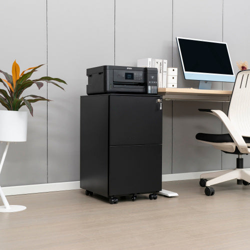 2 Drawer File Cabinet With Lock, Steel Mobile Filing Cabinet On Anti-tilt Wheels, Rolling Locking Office Cabinets Under Desk For Legal Letter Size