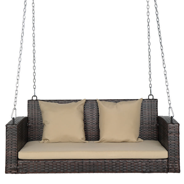 49 Inch Brown Gradient Rattan Beige Mat Woven Rattan Swing Without Swing Frame