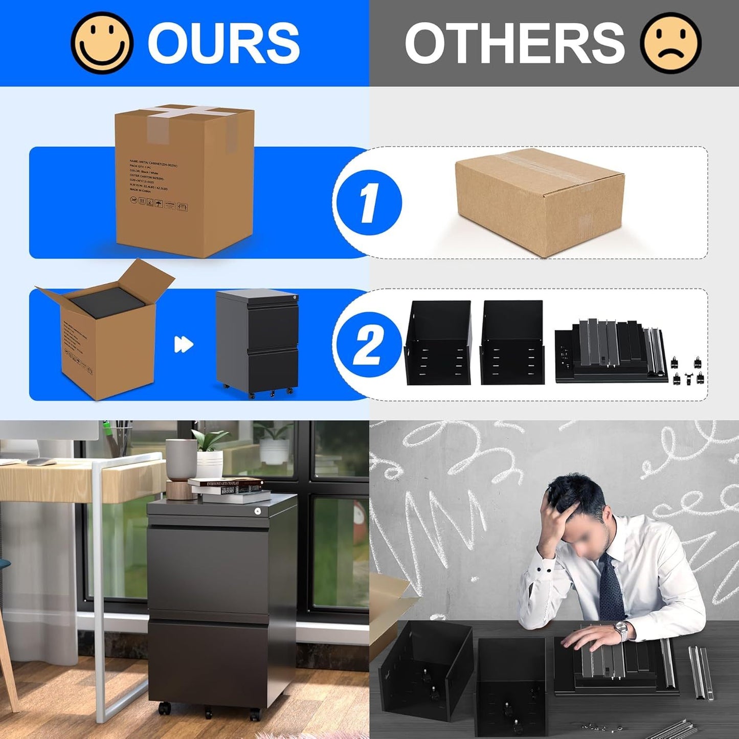 2 Drawer Vertical File Cabinet With Lock, Mobile Metal Filing Cabinet For Legal Letter Size, Office Storage File Cabinet Under Desk, Fully Assembled Except Wheels, Black