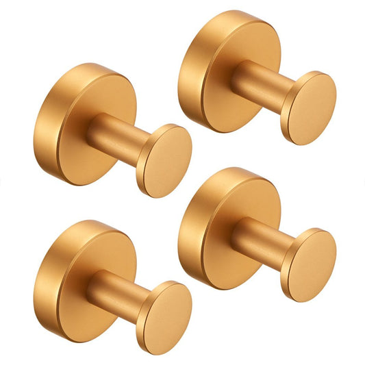 Round Base Wall Hanging Coat Hook With Screws- Brushed Gold Towel Hook, 4 Pack, For Entry Shoe Cabinet, Wardrobe Bathroom Bedroom Furniture Hardware