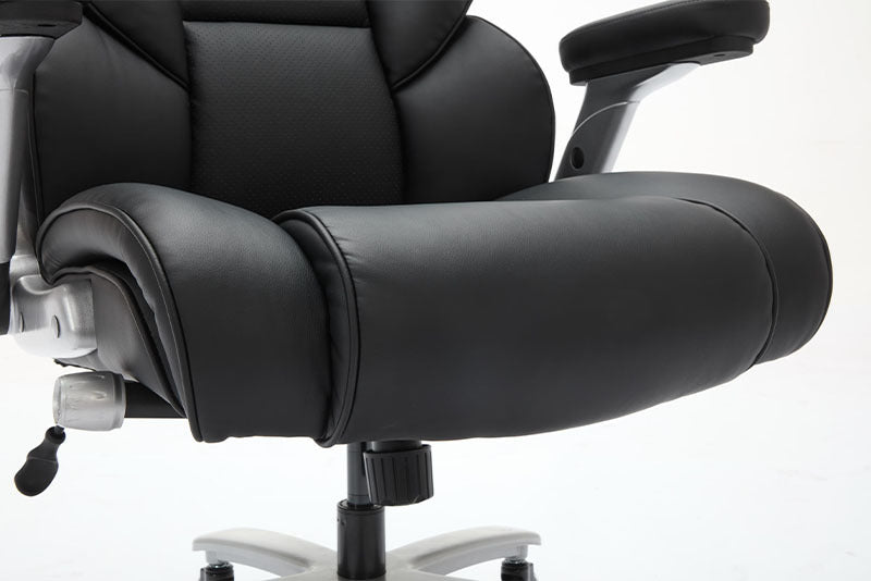 Big And Tall Office Chair 500lbs With Adjustable Lumbar Support, Executive Office Chair With Flip-up Armrest And Wider Seat, Ergonomic Leather Chair Breathable