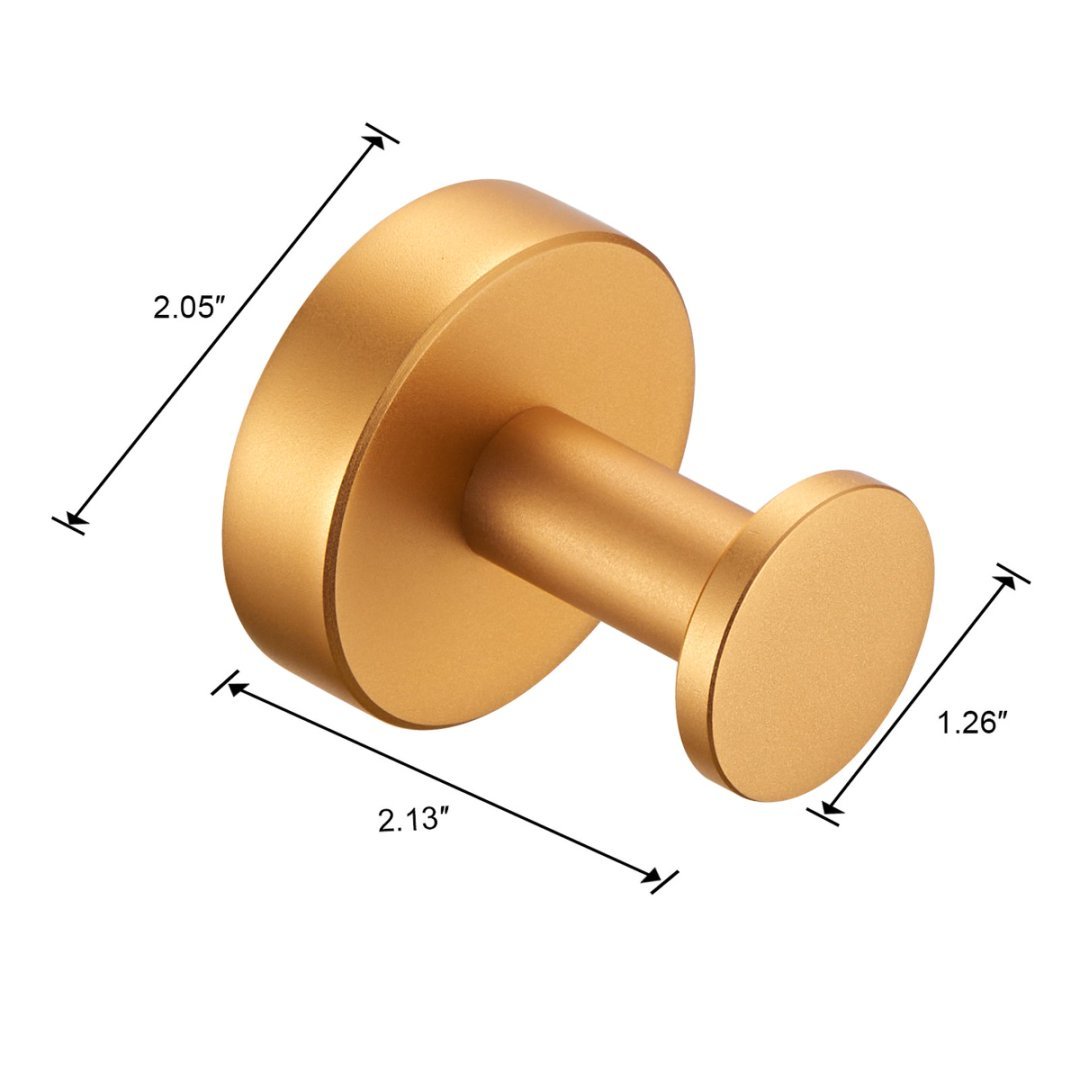 Round Base Wall Hanging Coat Hook With Screws- Brushed Gold Towel Hook, 4 Pack, For Entry Shoe Cabinet, Wardrobe Bathroom Bedroom Furniture Hardware